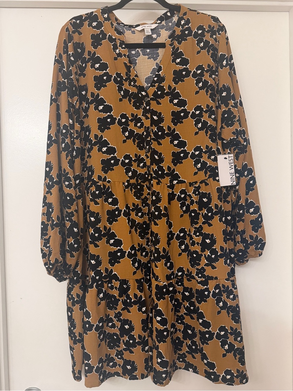 Nine West Women's Black Floral Print Dress